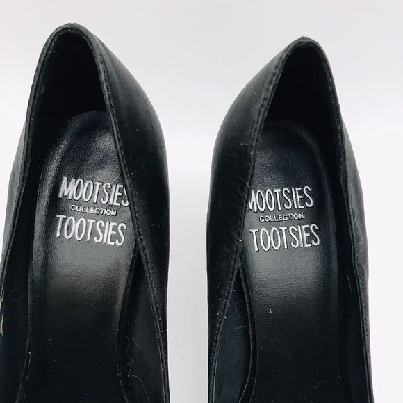 Mootsies Tootsies MoPartyGirl Heels Women 8.5 Black Satin Slip On Peep Toe Pumps - Picture 6 of 10